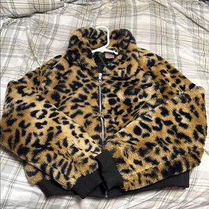 No Boundaries Brown and Black Blazer with Bold Leopard Print